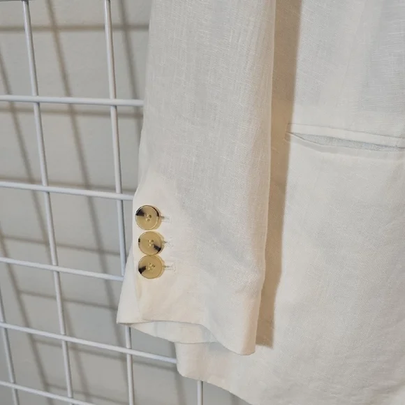 Talbots Classic 100% White Linen  Blazer Size 16WP - Picture 4 of 7